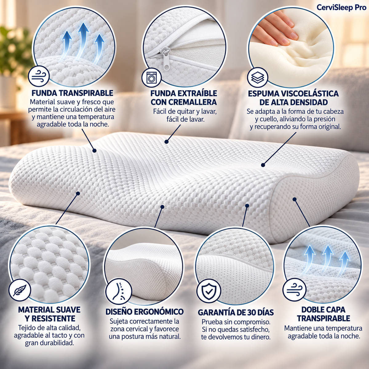 Almohada Cervical Viscoelástica - Cervisleep Pro™