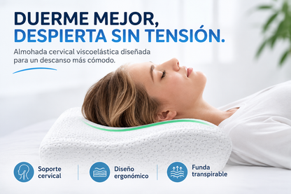 blessedia.com - Almohada cervical viscoelástica, diseñada para ofrecer un descanso cómodo y confortable.